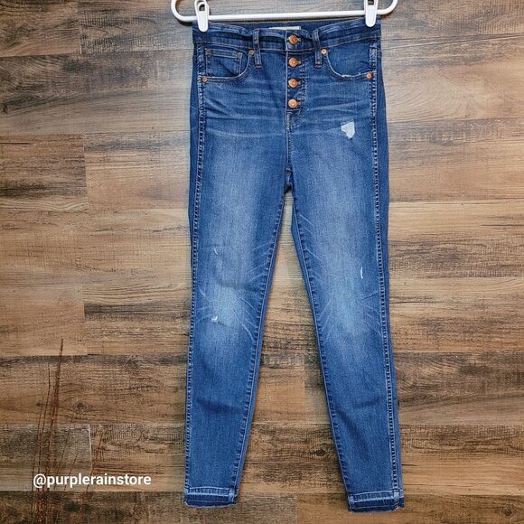 Madewell Jeans Size 27 Skinny 10" High Rise Tummy Control Rosecliff Wash H6319 - Picture 1 of 13